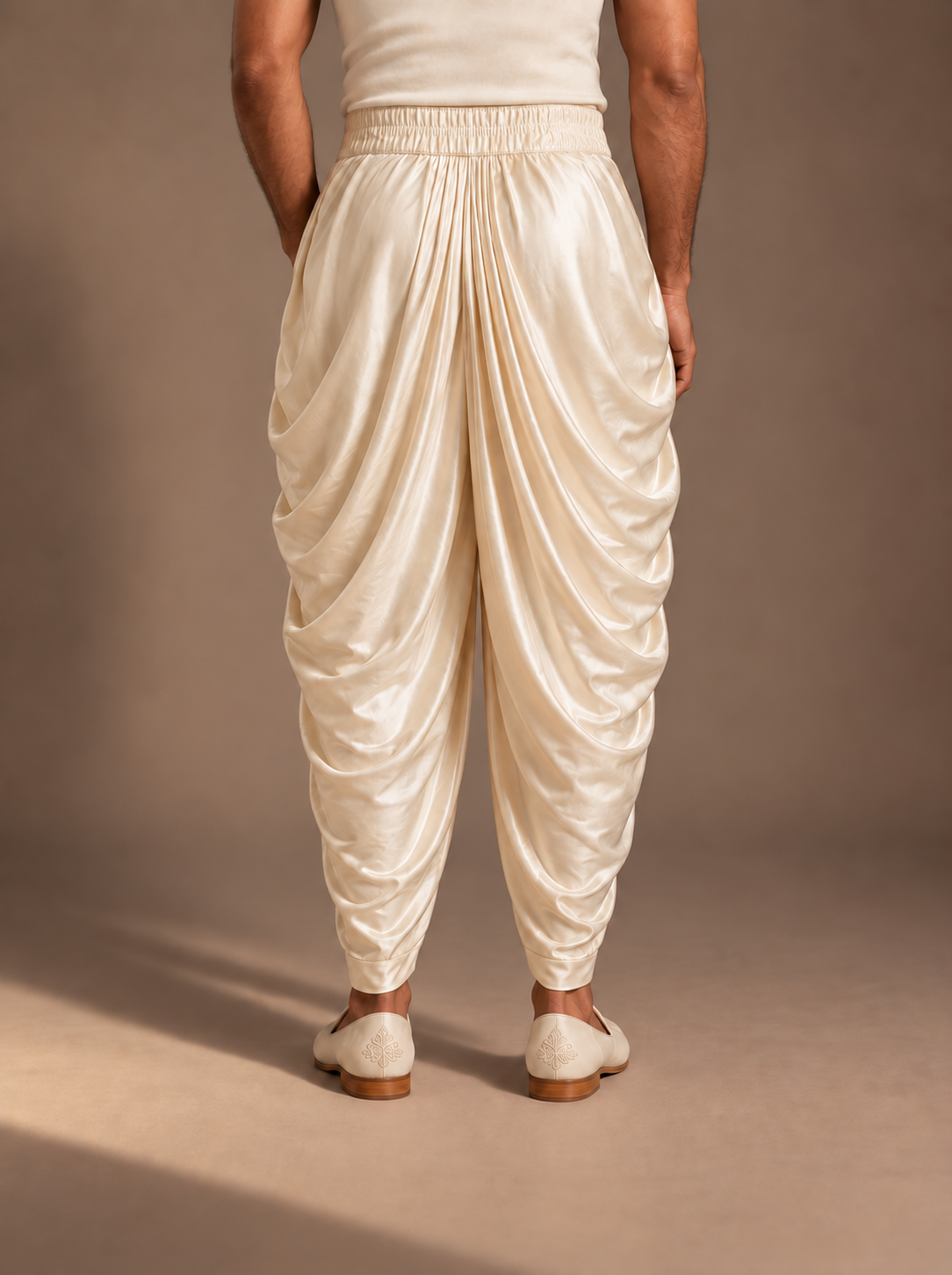 Ivory Draped Fold Dhoti