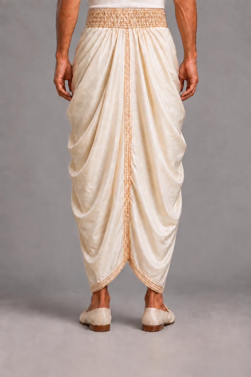 Ivory Embellished Drape Dhoti