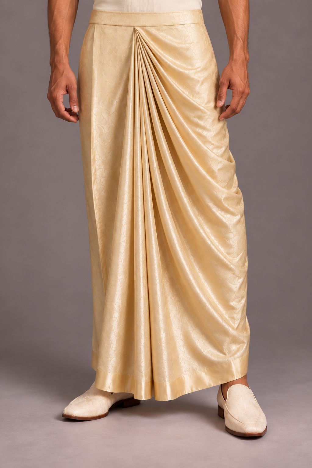 Ivory Gathered Fold Lungi
