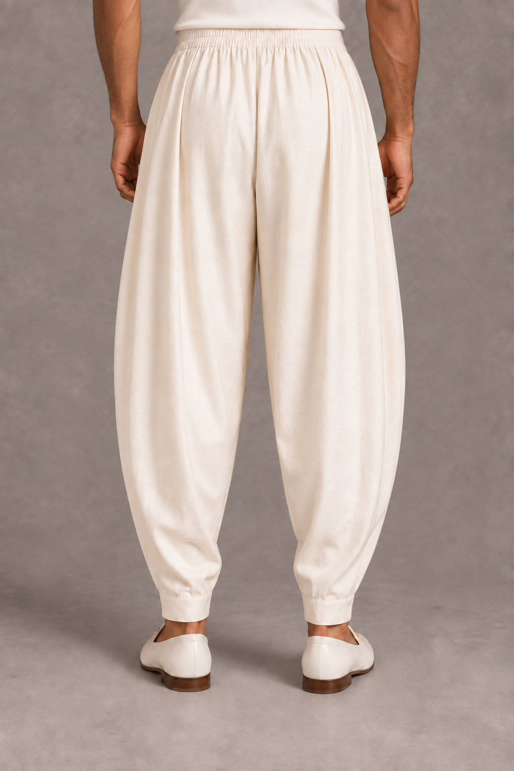 Ivory Pleated Silk Pant