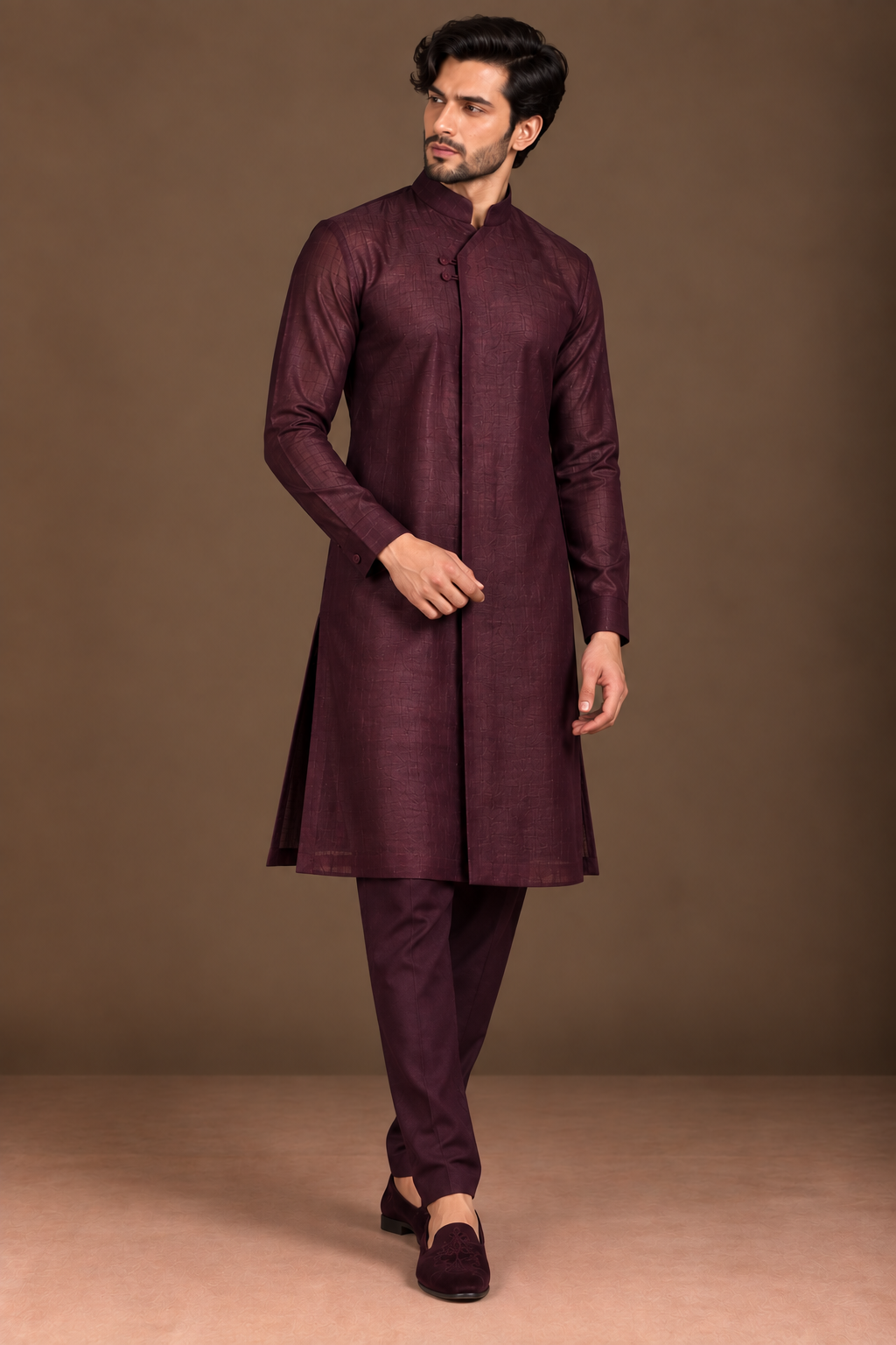 Mulberry Asymmetric Placket Kurta