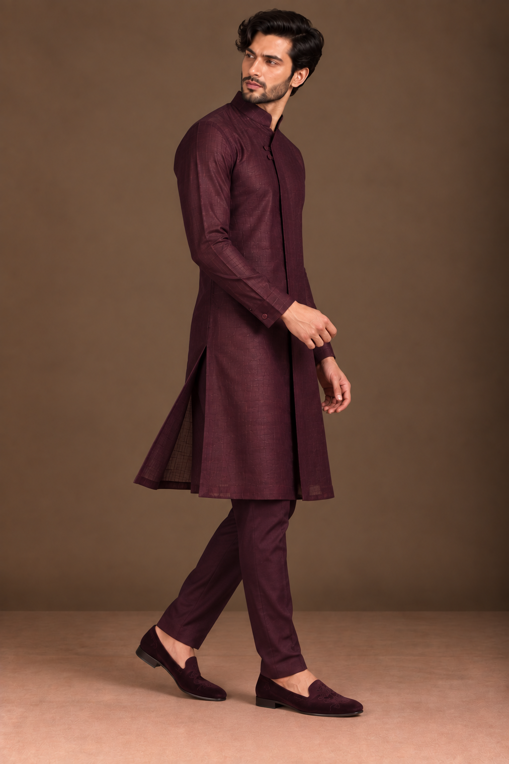 Mulberry Asymmetric Placket Kurta