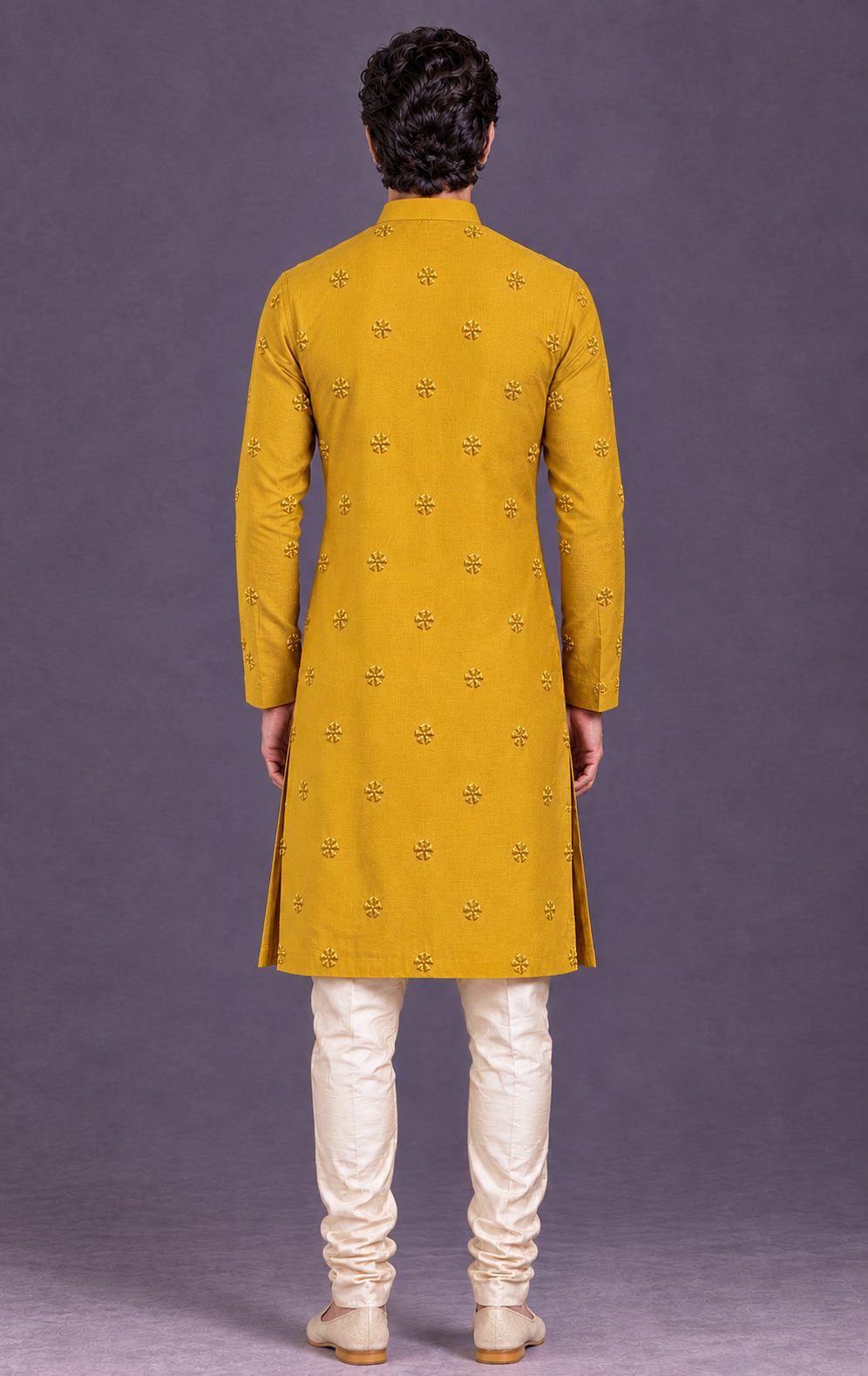 Mustard Classic Embroidered Kurta