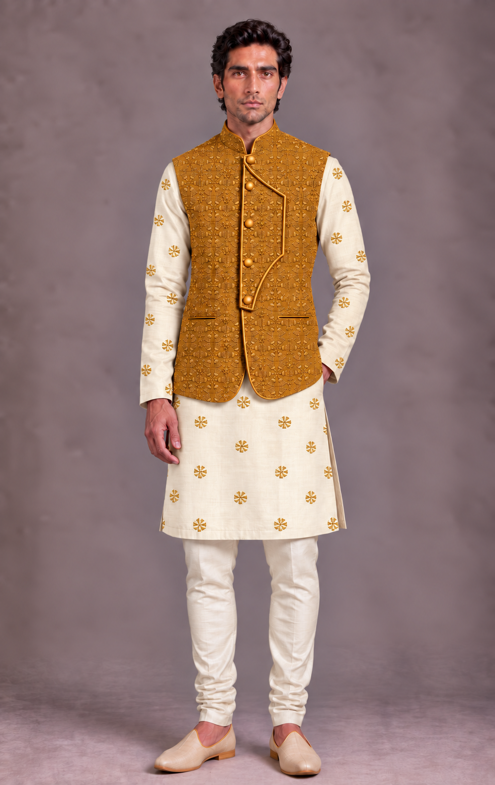 Mustard Sculpted Front Bandi