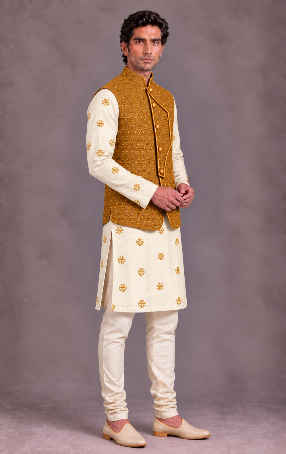 Mustard Sculpted Front Bandi