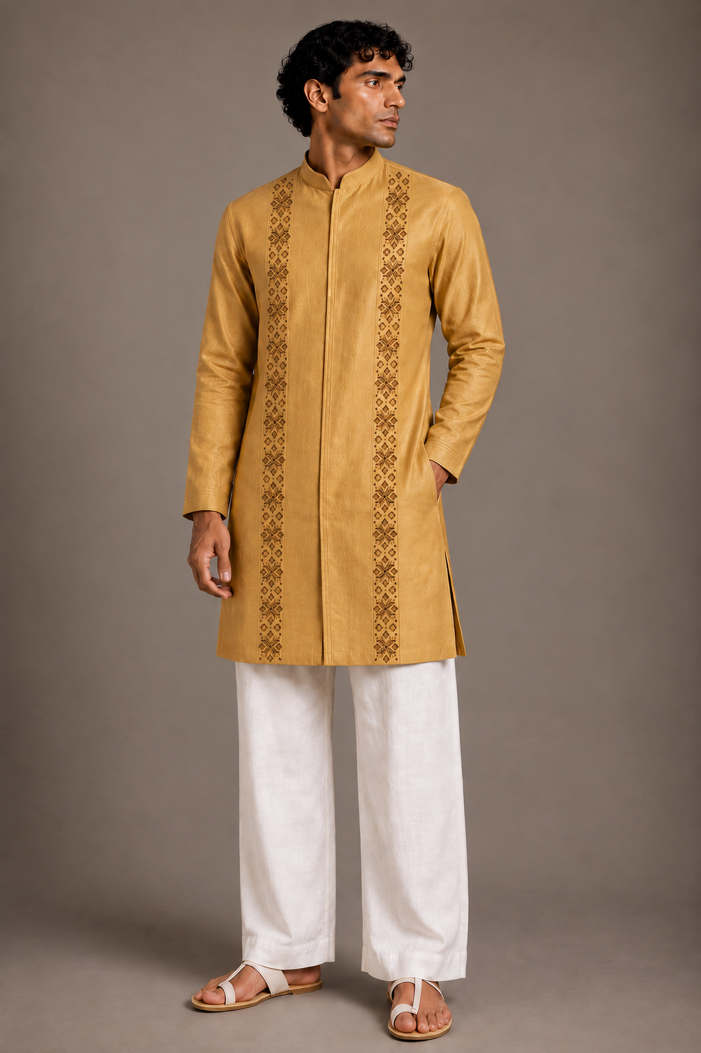 Mustard Tonal Panel Kurta