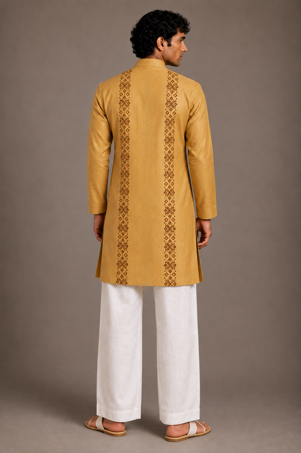 Mustard Tonal Panel Kurta