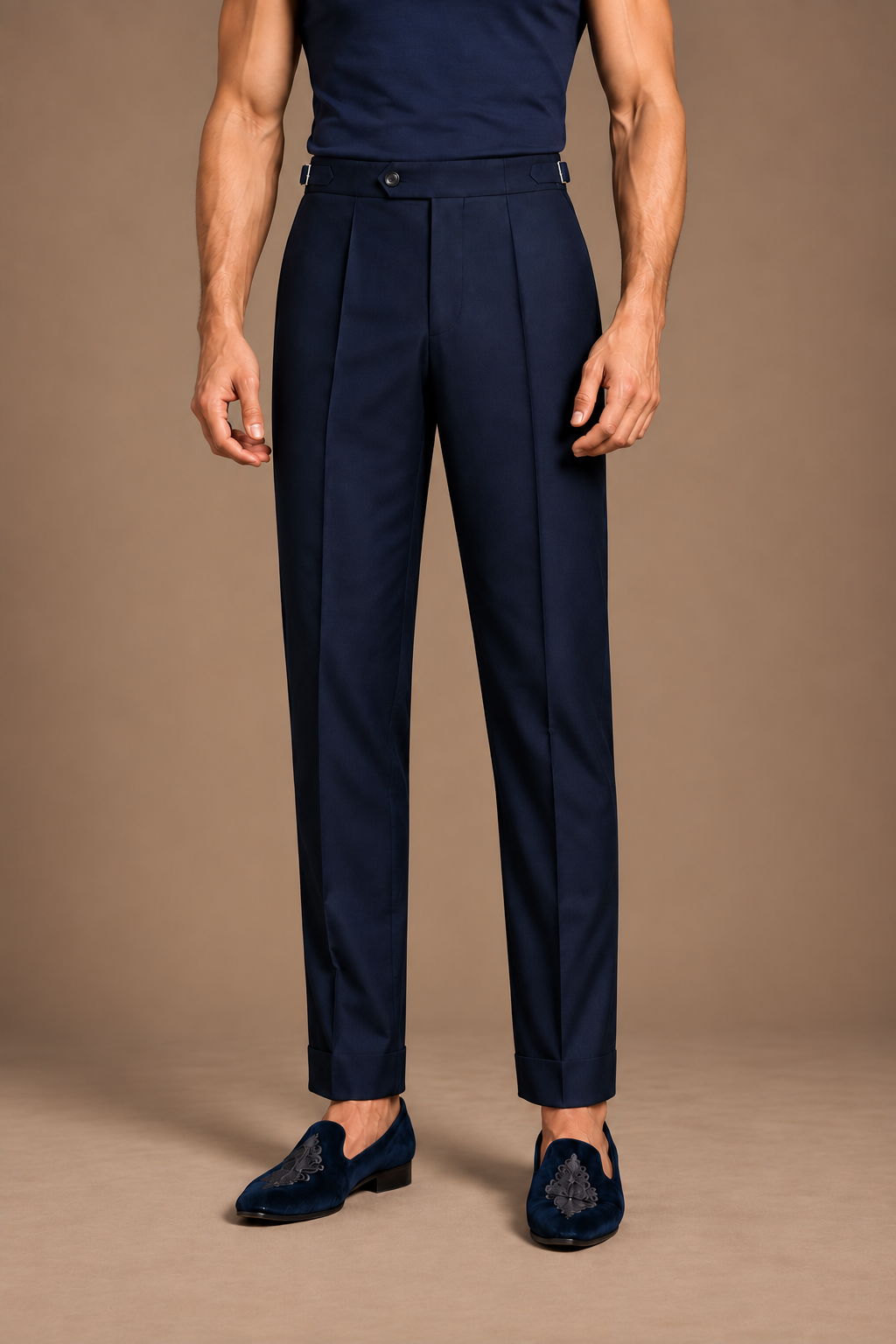 Navy Adjustable Buckle Trouser