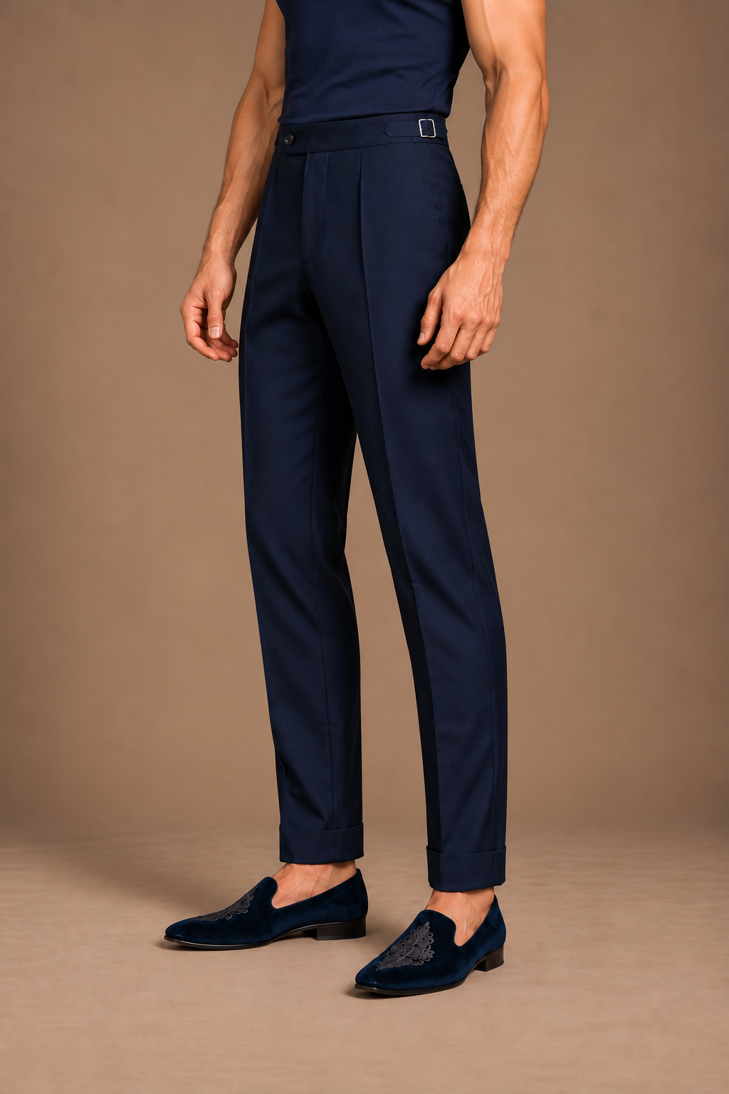 Navy Adjustable Buckle Trouser