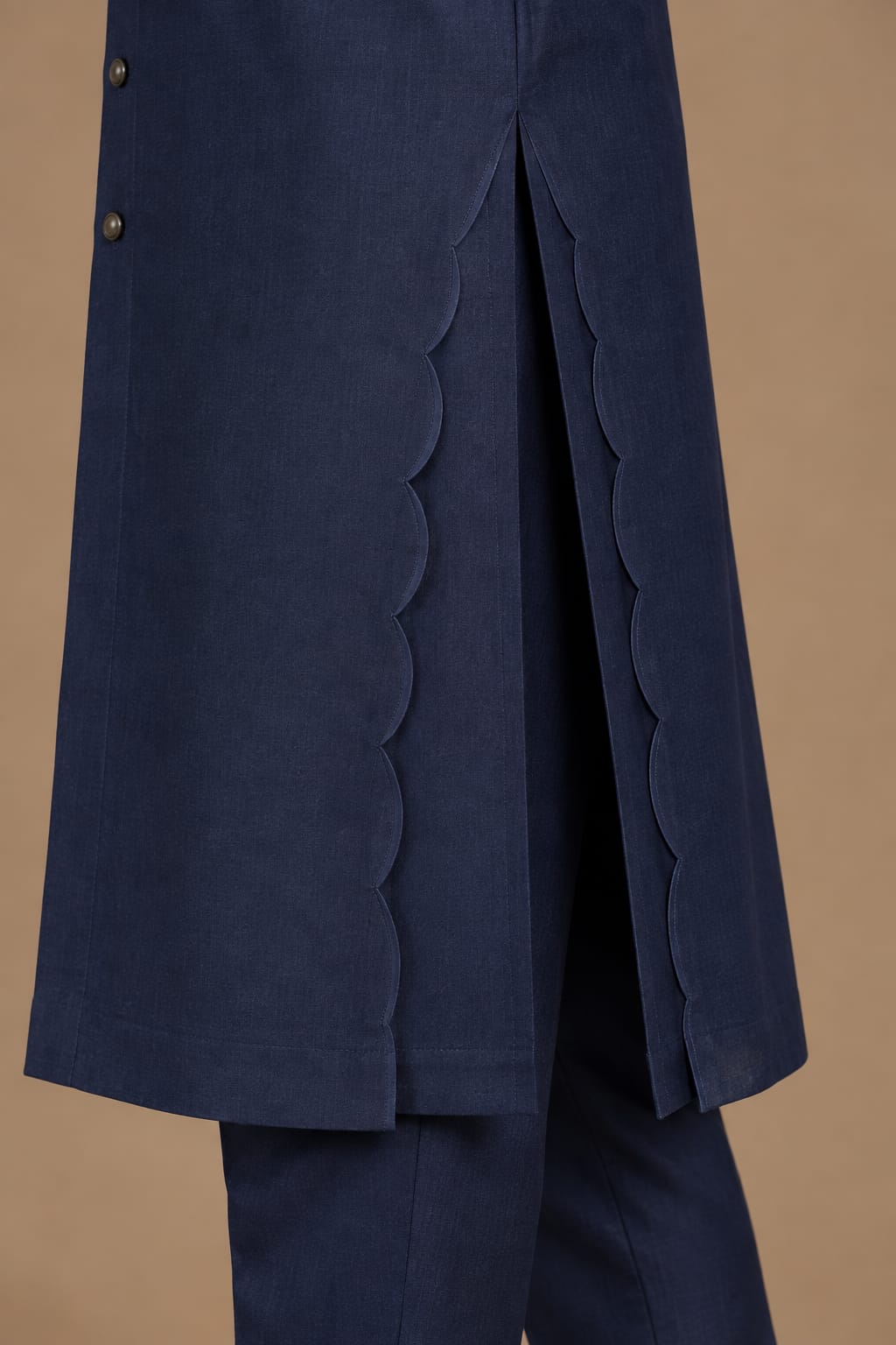 Navy Curved Side Panel Kurta