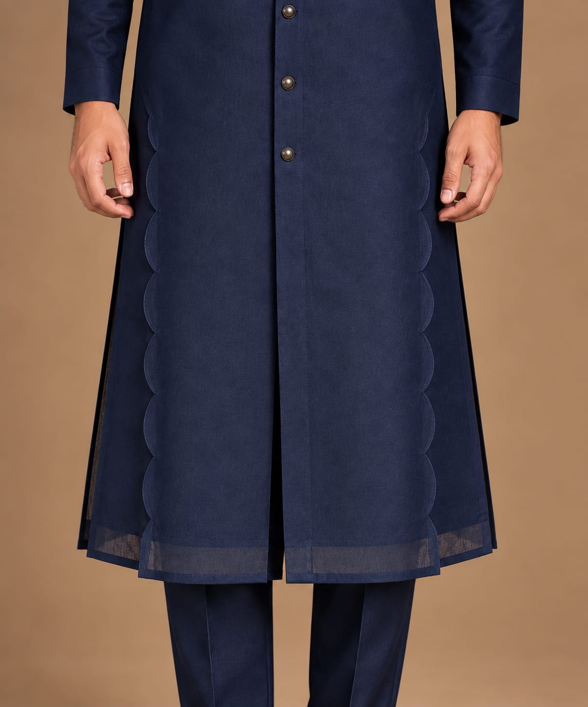 Navy Curved Side Panel Kurta