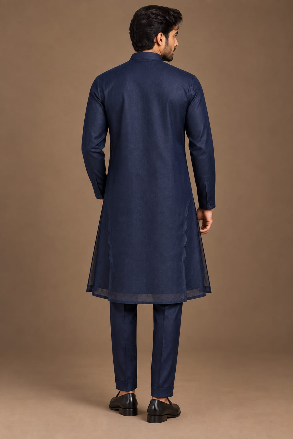 Navy Curved Side Panel Kurta