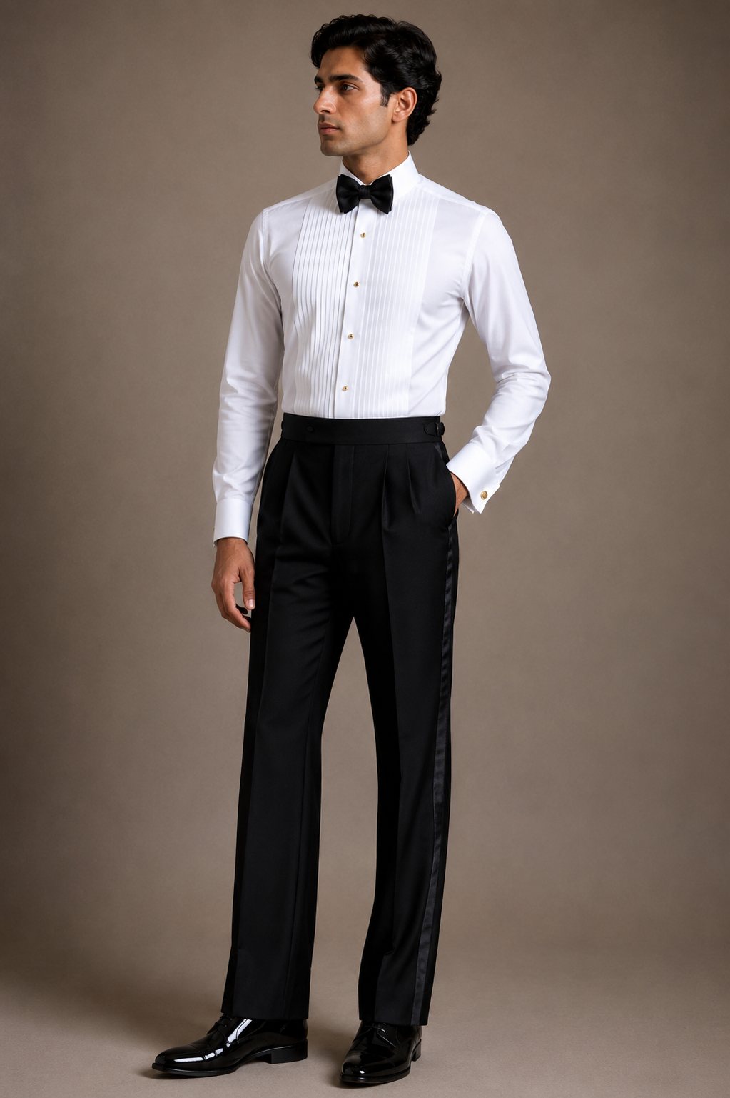 White Pleated Bib Formal Shirt