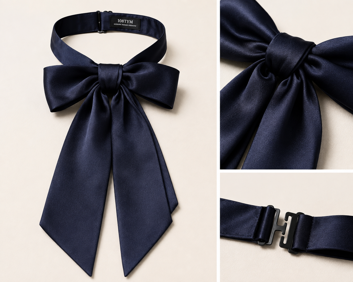 Navy Silk Pussybow Tie