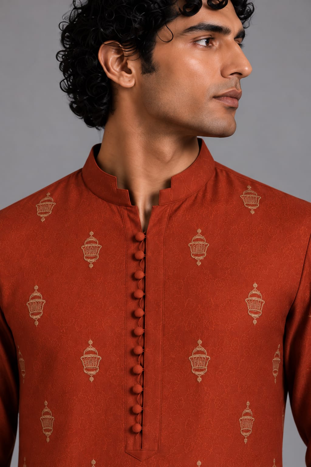 Rust Asymmetric Layered Kurta
