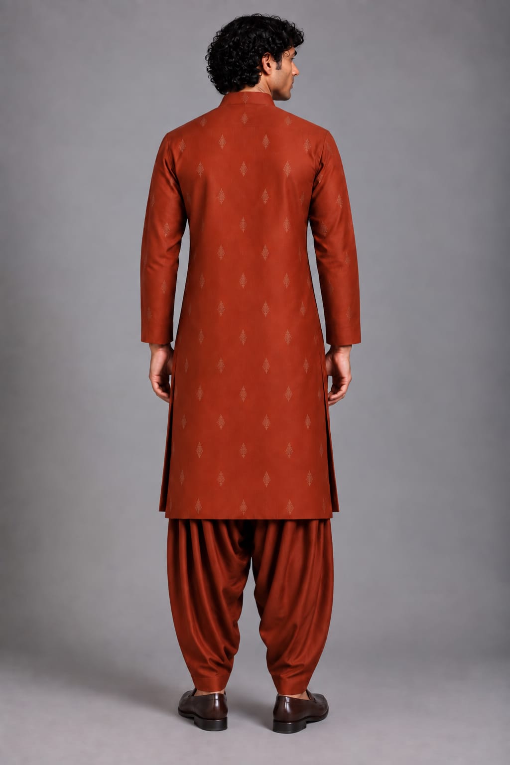 Rust Asymmetric Layered Kurta