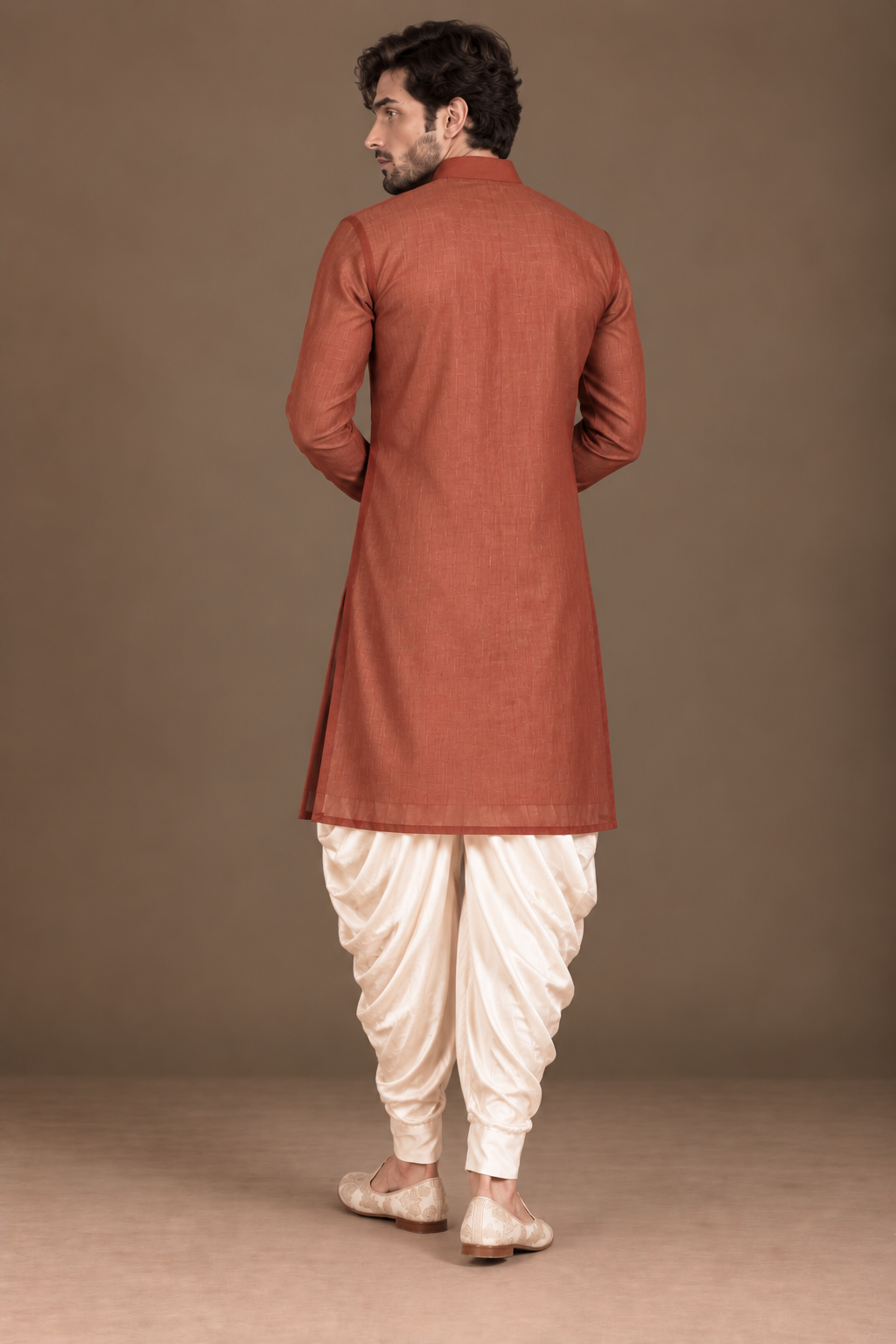 Rust Framed Panel Kurta