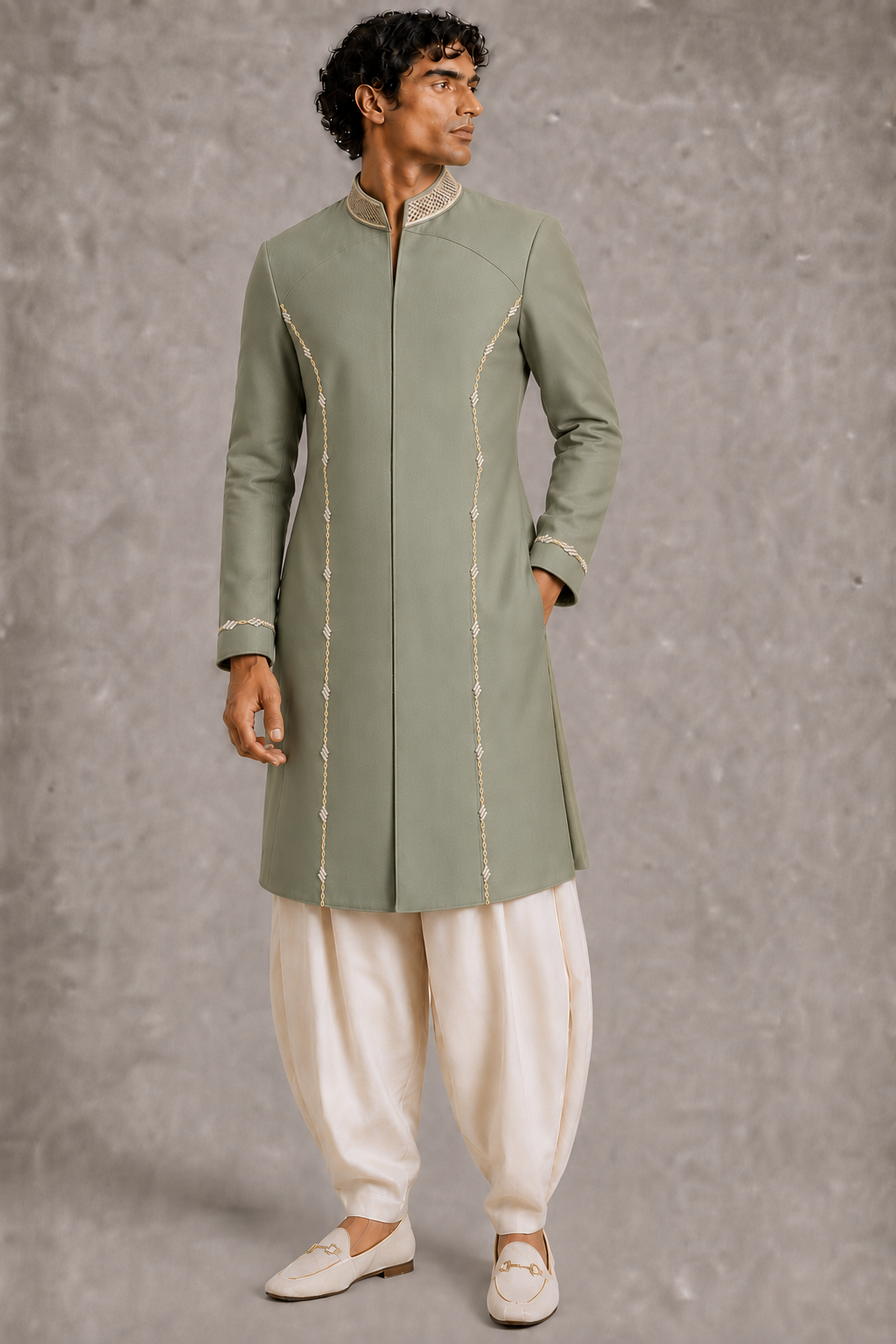 Sage Arched Panel Kurta