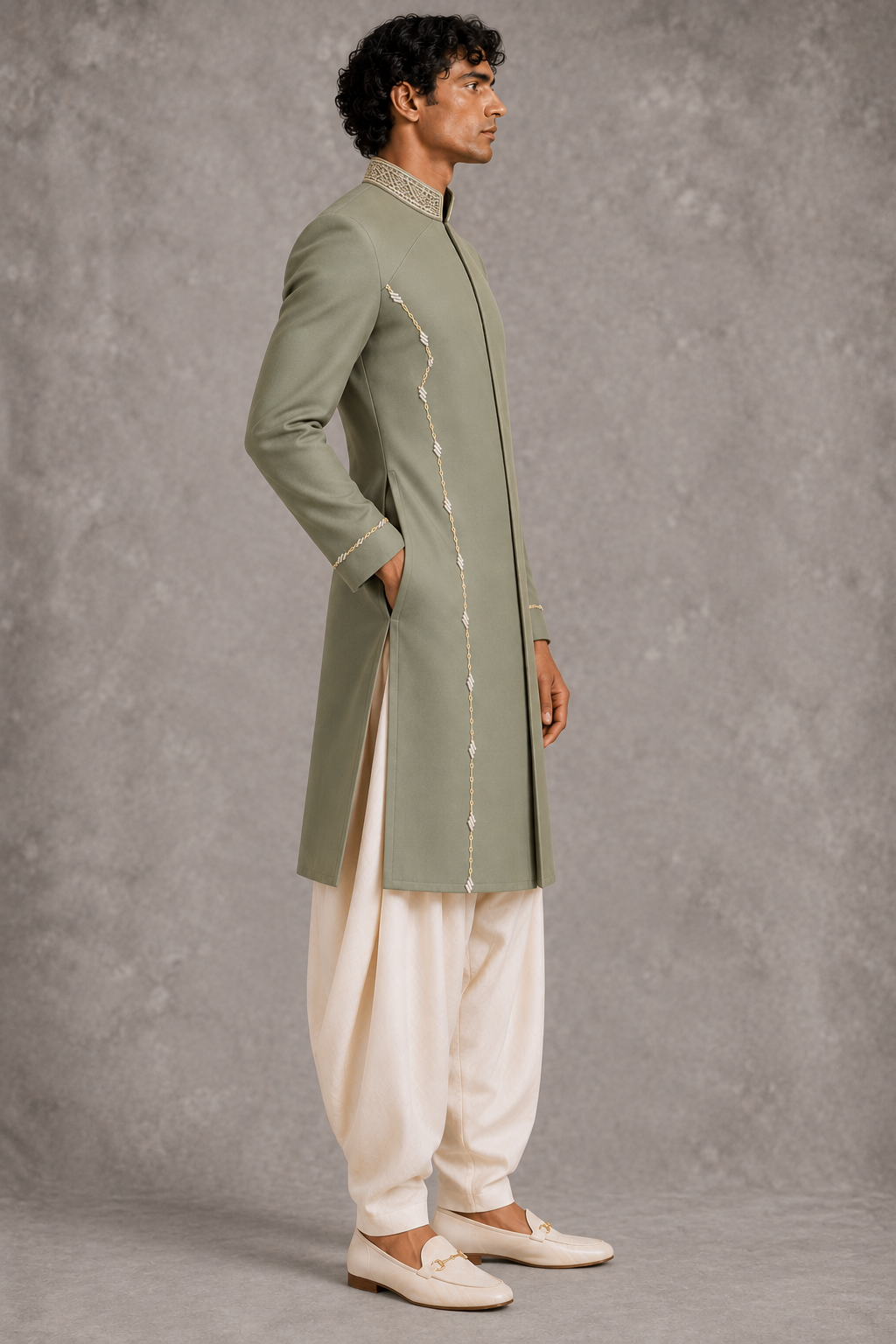 Sage Arched Panel Kurta