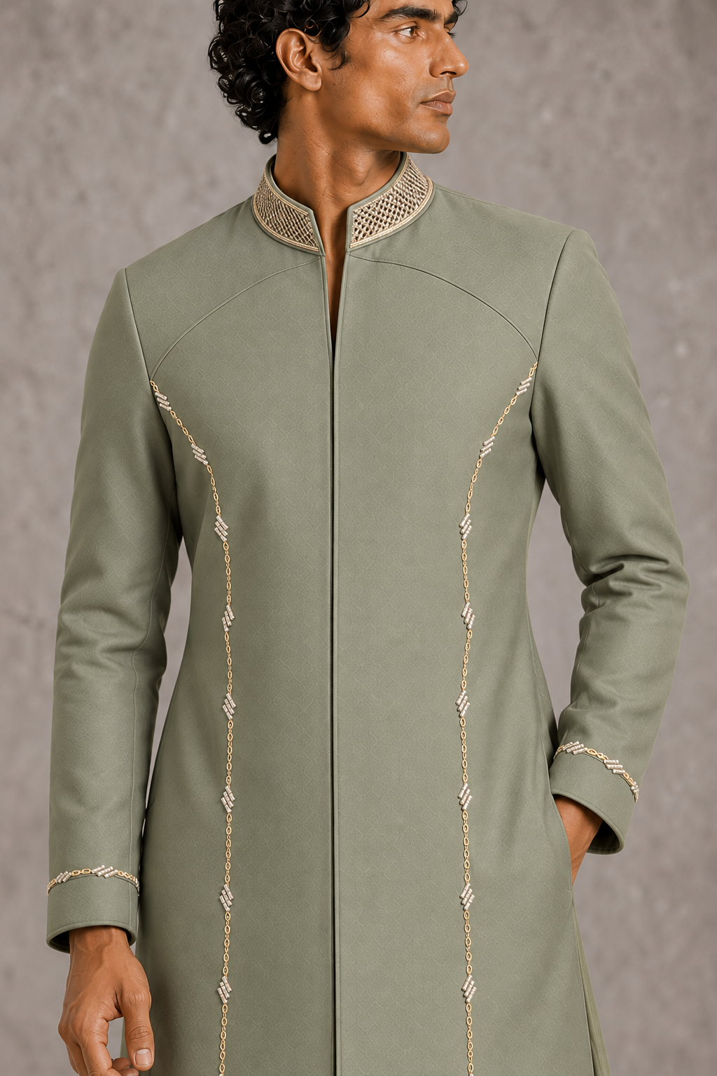 Sage Arched Panel Kurta
