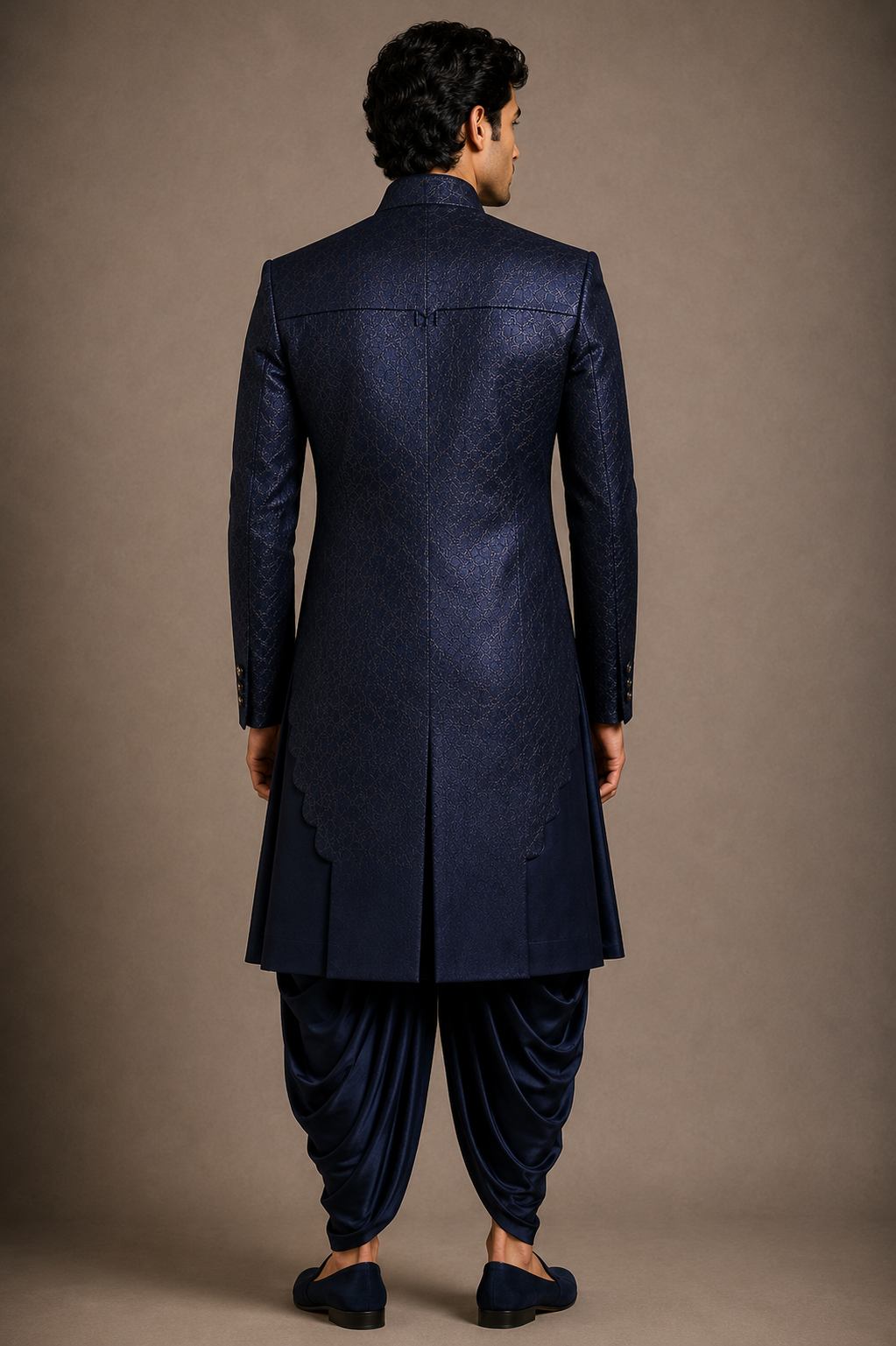 Navy Silk Dhoti