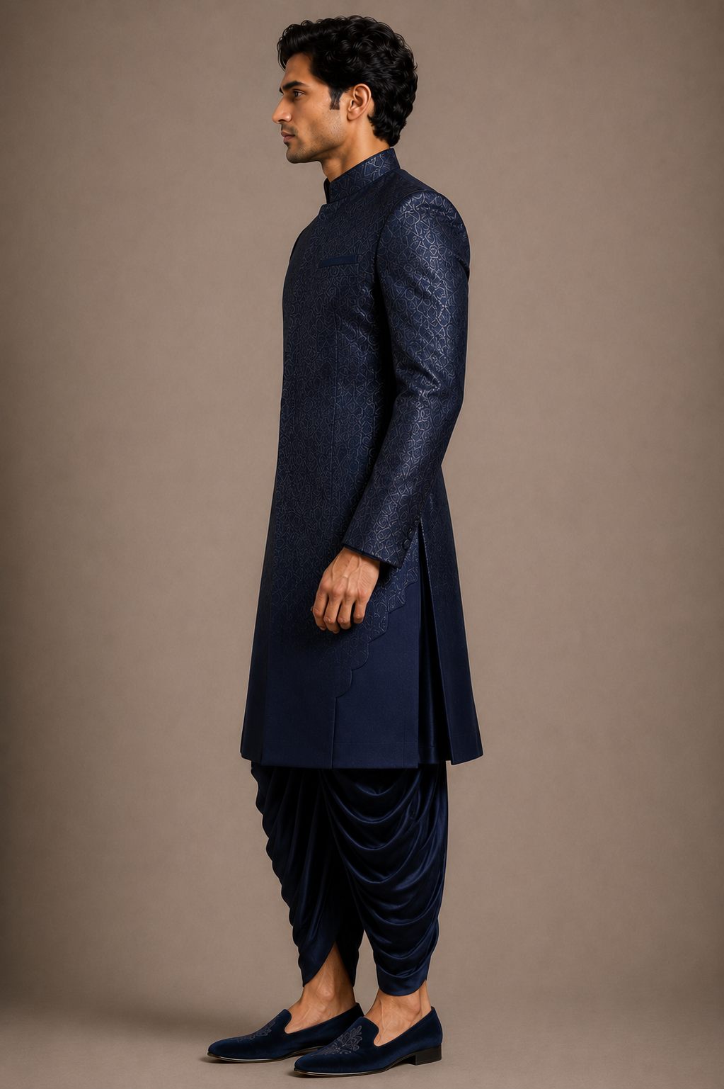 Navy Silk Dhoti