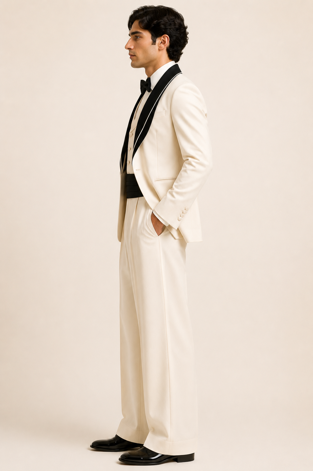 Ivory Contrast Shawl Lapel Tuxedo
