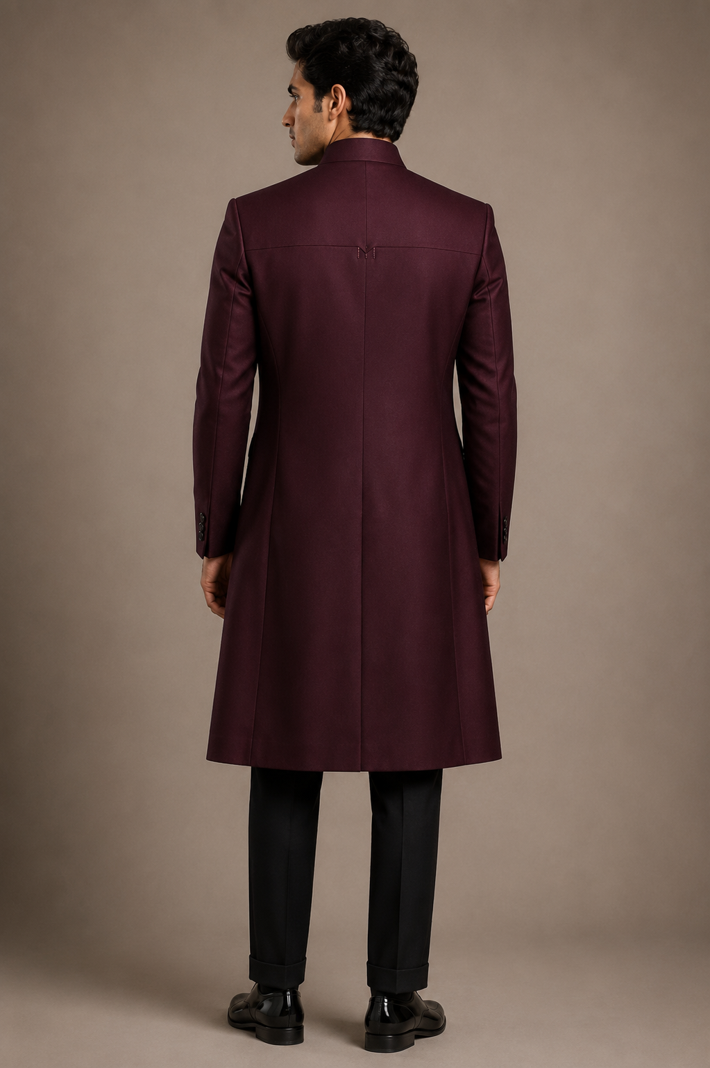 Wine Long Tuxedo Coat
