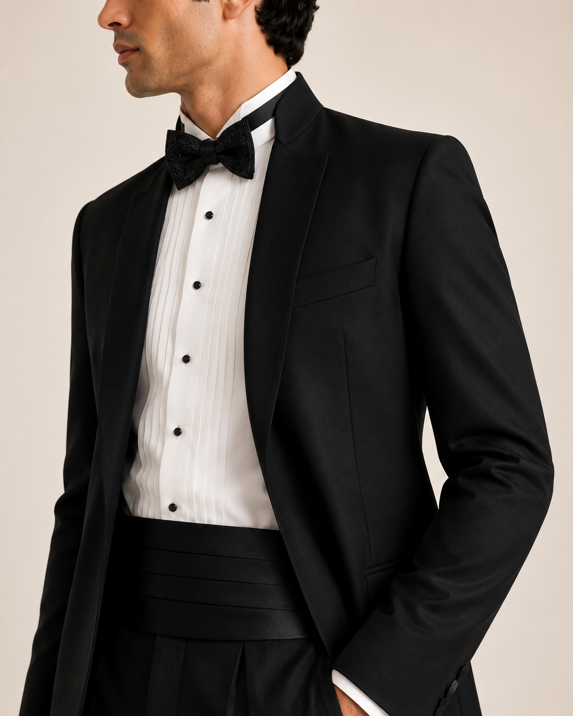 Black Classic Straight Tuxedo Trousers