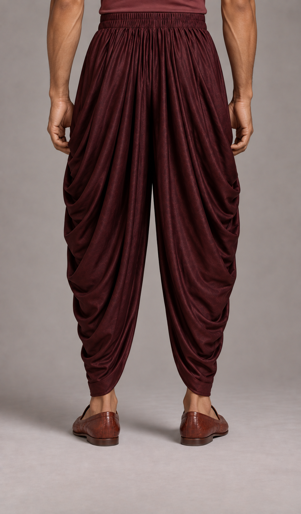 Wine Cascading Panel Dhoti