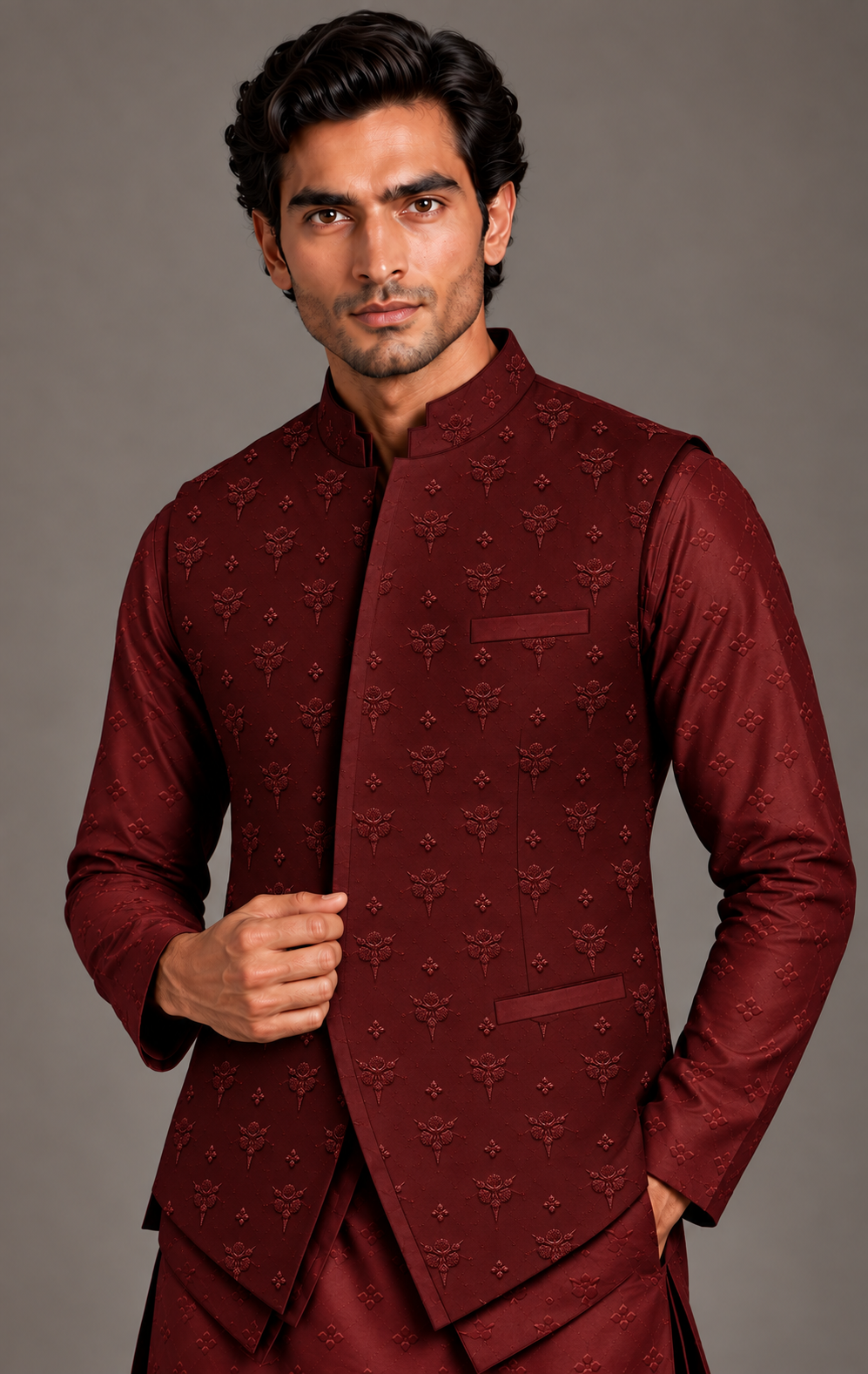 Wine Layered Front Bandi