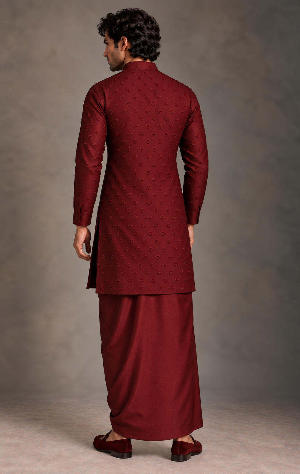 Wine Petite Motif Kurta
