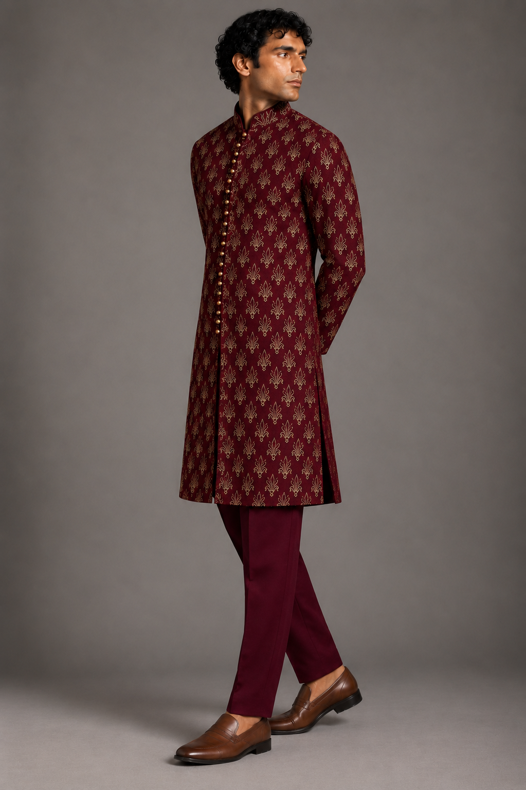 Wine Regal Silk Kurta