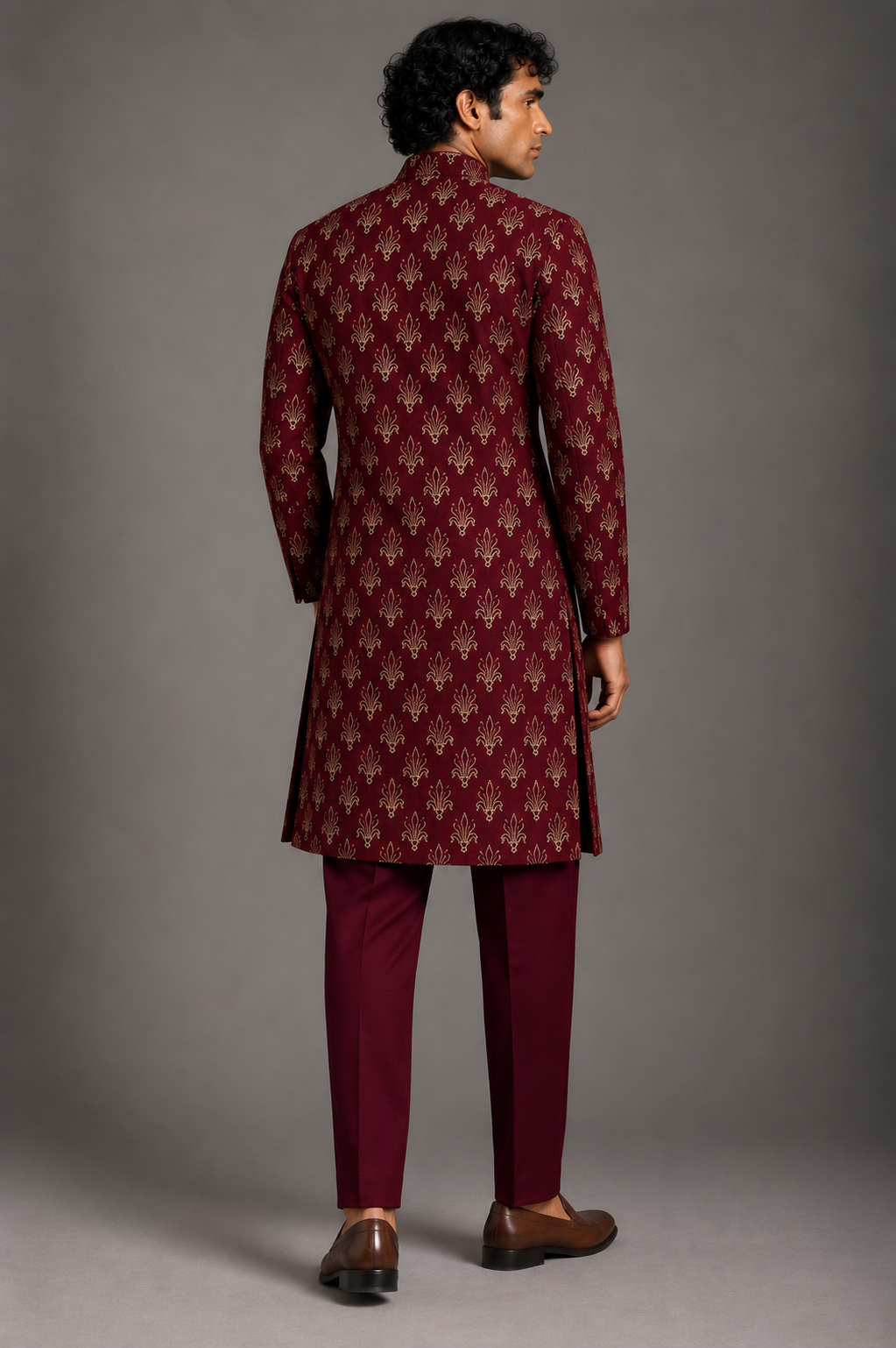 Wine Regal Silk Kurta