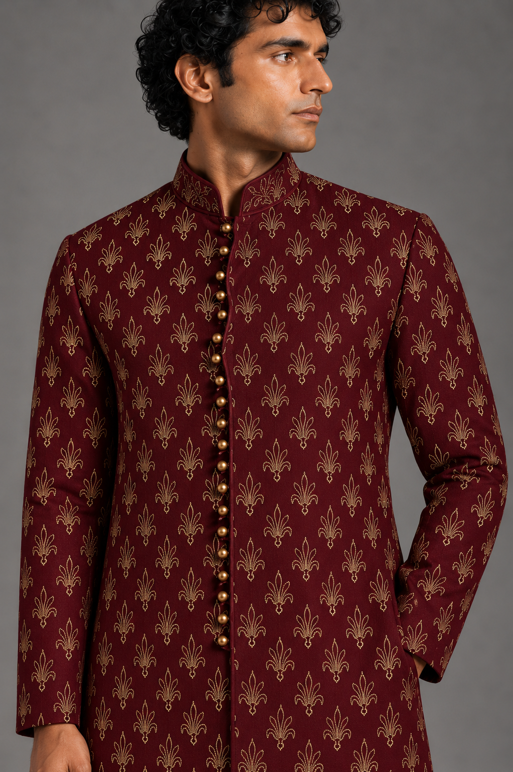 Wine Regal Silk Kurta